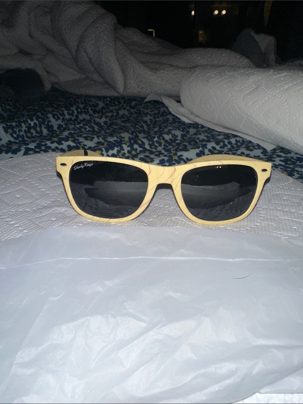 Shady Rays Men’s Pale Yellow Wayfarer Sunglasses with Black Lenses